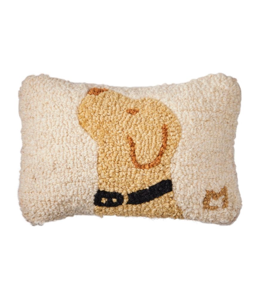 Wool Hooked Throw Pillow, Yellow Labrador, 8" x 12" - US 9078