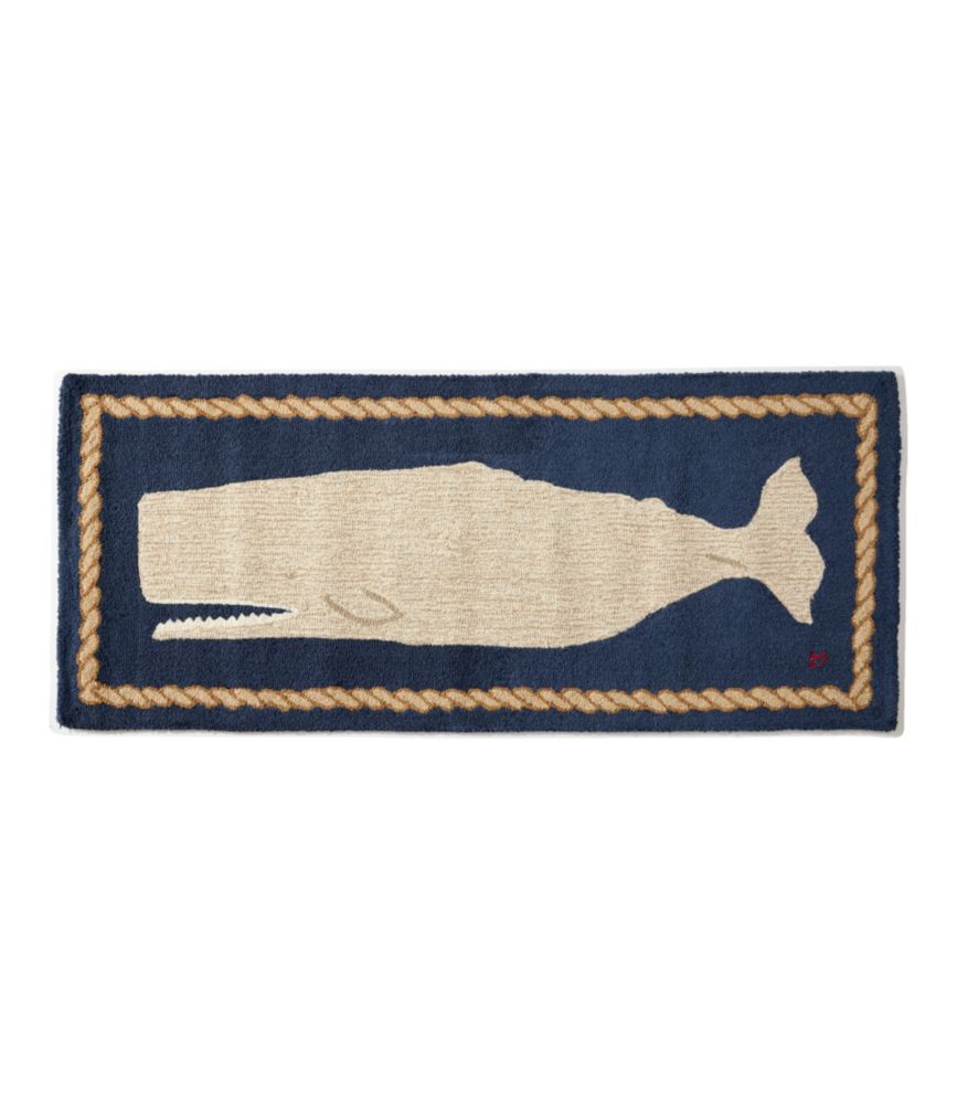 Wool Hooked Novelty Runner, Whale - US 0461