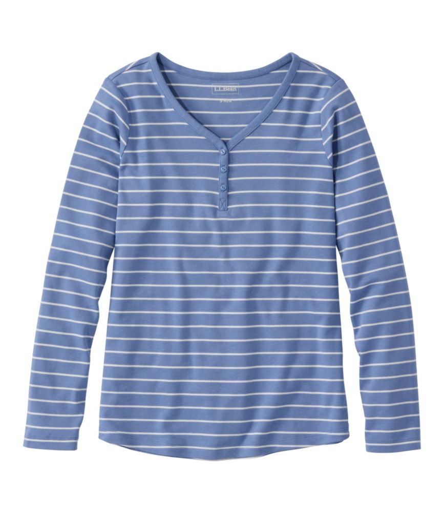 Women's L.L.Bean V-Neck Henley, Long-Sleeve Stripe - US 1445