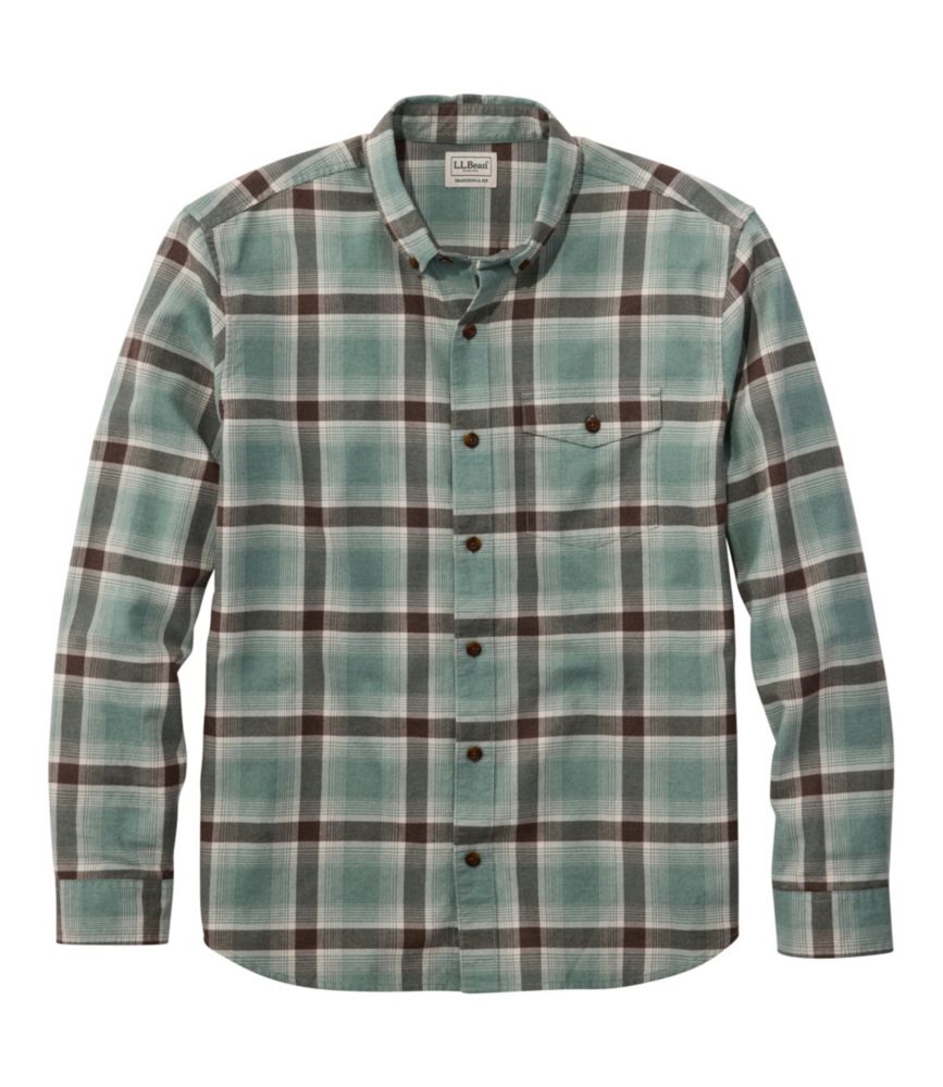 Men's Brushed Jaspé Twill Shirt, Plaid, Traditional Untucked Fit - US 6140