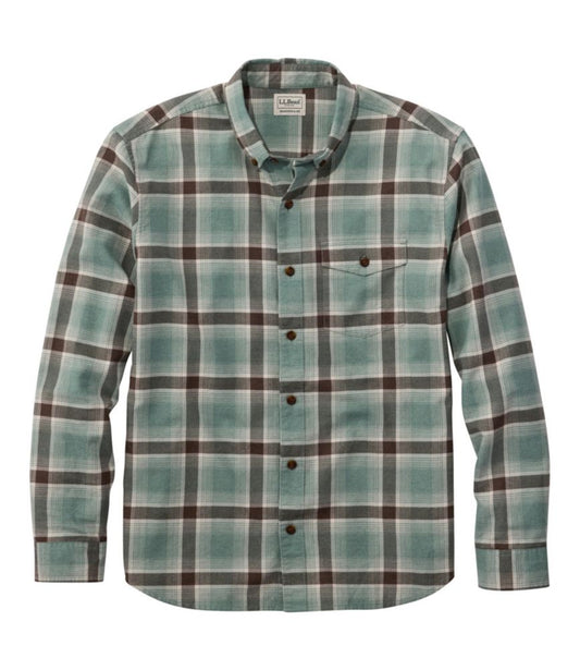 Men's Brushed Jaspé Twill Shirt, Plaid, Traditional Untucked Fit - US 6140