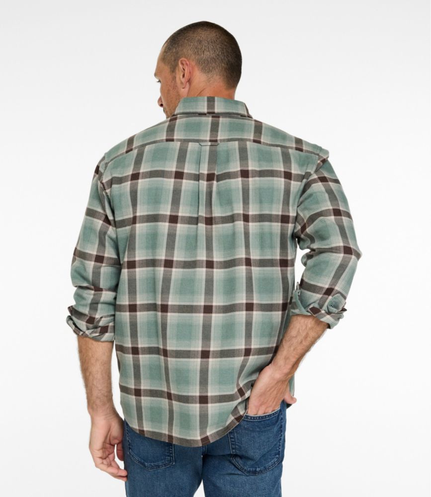 Men's Brushed Jaspé Twill Shirt, Plaid, Traditional Untucked Fit - US 6140