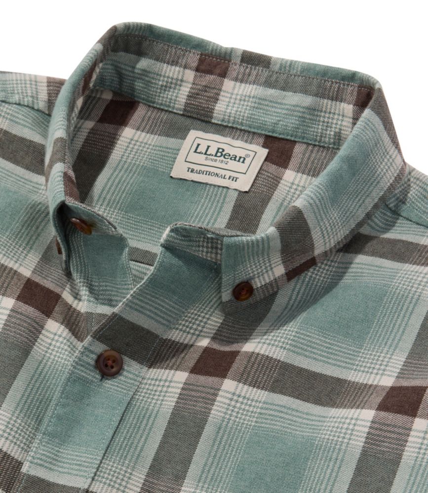 Men's Brushed Jaspé Twill Shirt, Plaid, Traditional Untucked Fit - US 6140