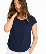 Women's Lakeside Linen/Cotton Tee, Short-Sleeve Scoopneck - US 9086