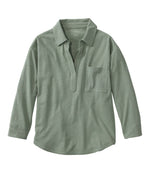 Women's Lakeside Linen/Cotton Tee, Three-Quarter-Sleeve Splitneck Polo - US 7941