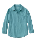 Women's Lakeside Linen/Cotton Tee, Three-Quarter-Sleeve Splitneck Polo - US 5246
