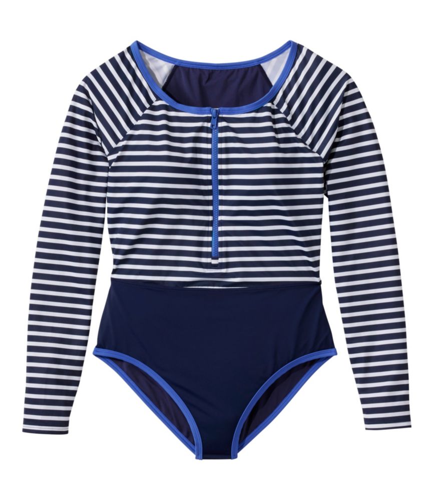 Women's Coastal Essentials Swimwear, Long-Sleeve Tanksuit Print - US 0715