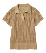 Women's Organic Cotton Slub Pointelle Sweater, Polo - US 0067