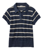 Women's Organic Cotton Slub Pointelle Sweater, Polo - US 9395