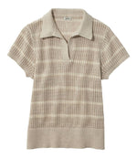 Women's Organic Cotton Slub Pointelle Sweater, Polo - US 6601