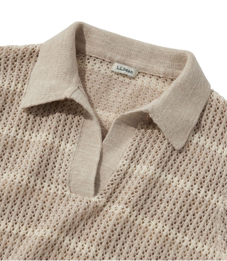 Women's Organic Cotton Slub Pointelle Sweater, Polo - US 6601