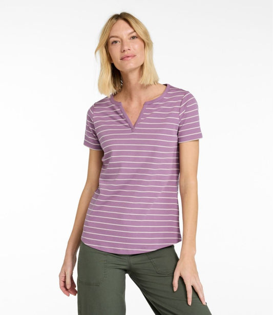 Women's L.L.Bean Tee, Short-Sleeve Notch-Neck Stripe - US 3228