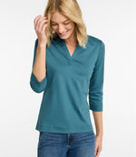 Women's Pima Cotton Tee, Three-Quarter-Sleeve Polo - US 5633