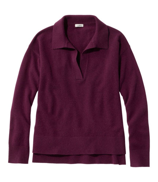 Women's Classic Cashmere Sweater, Relaxed Polo - US 7248