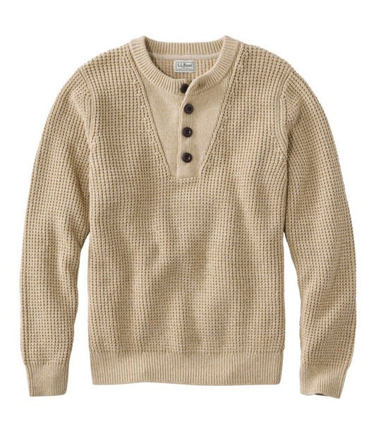 Men's L.L.Bean Organic Cotton Waffle Sweater, Henley - US 0508