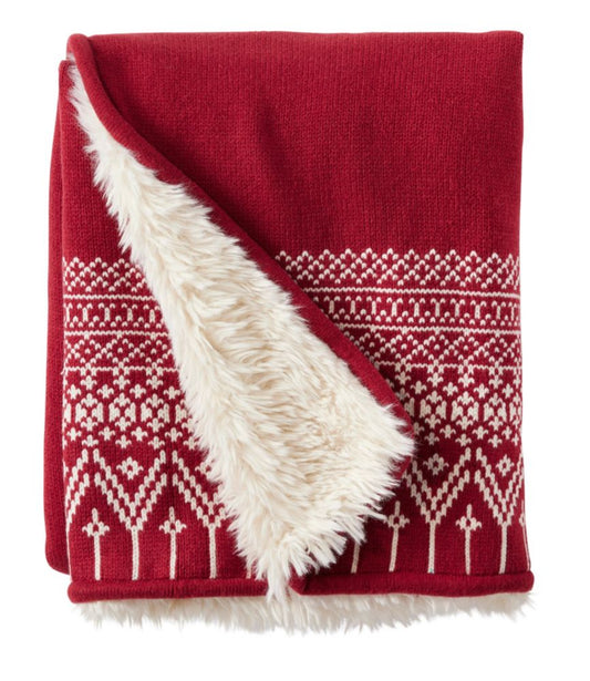 1912 Heritage Knit Faux Fur Throw, Fair Isle - US 0222