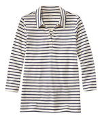 Women's Pima Cotton Tee, Three-Quarter-Sleeve Polo Stripe - US 5694