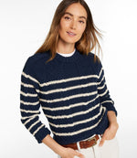 Women's Signature Cotton Fisherman Sweater, Crewneck Stripe - US 7500