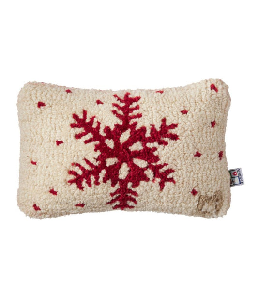 Wool Hooked Throw Pillow, Red Flake, 8" x 12" - US 8660