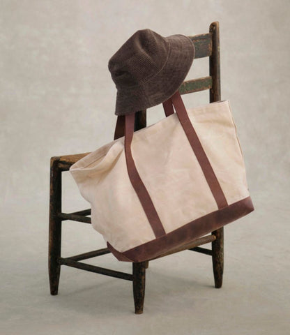 Leather-Trim Waxed Canvas Tote - US 1507