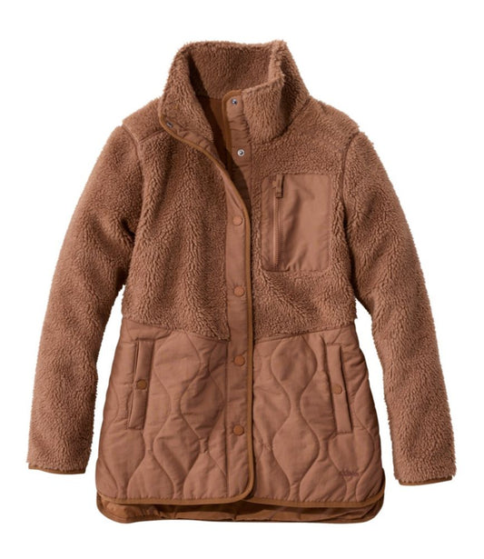 Women's Bean's Mixed Media Sherpa Fleece Jacket - US 6886