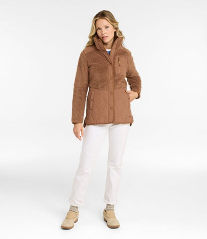 Women's Bean's Mixed Media Sherpa Fleece Jacket - US 6886