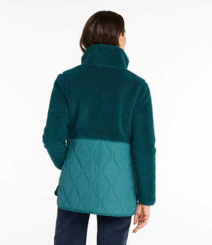 Women's Bean's Mixed Media Sherpa Fleece Jacket - US 4282