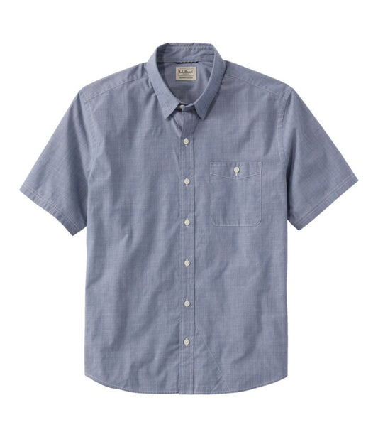 Men's Comfort Stretch Performance® Chambray Shirt, Short-Sleeve, Slightly Fitted Untucked Fit - US 9484