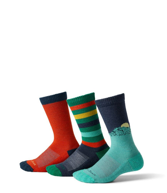 Kids' Camden Trail Socks, 3-Pack - US 0130