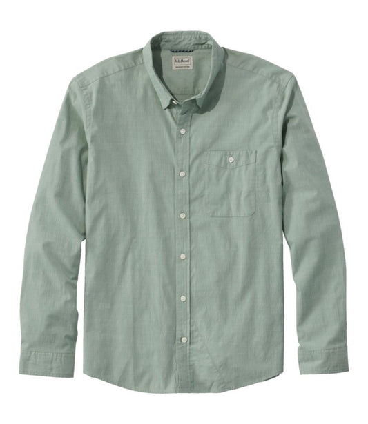 Men's Comfort Stretch Performance® Chambray Shirt, Long-Sleeve, Slightly Fitted Untucked Fit - US 8206