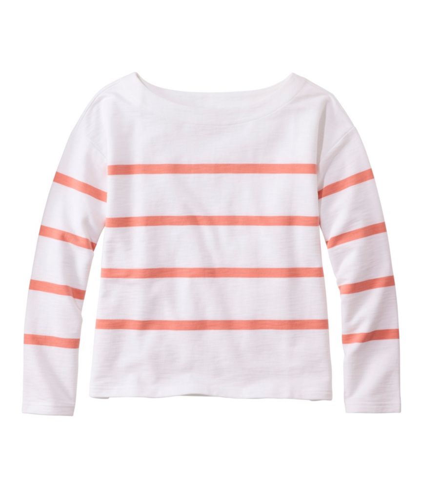 Women's Peaks Island Top, Relaxed Boatneck Long-Sleeve Stripe - US 9873