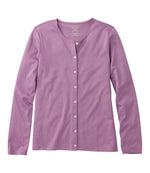 Women's Pima Cotton Tee, Long-Sleeve Crewneck Cardigan - US 9672