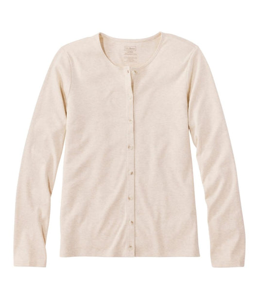 Women's Pima Cotton Tee, Long-Sleeve Crewneck Cardigan - US 0826