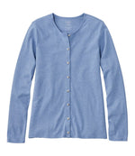 Women's Pima Cotton Tee, Long-Sleeve Crewneck Cardigan - US 8091