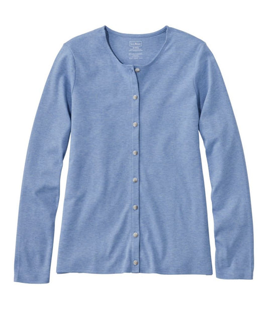 Women's Pima Cotton Tee, Long-Sleeve Crewneck Cardigan - US 8091