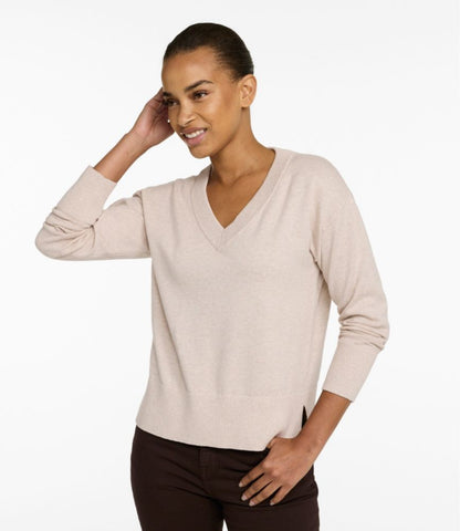 Women's Cotton/Cashmere Sweater, V-Neck - US 0930
