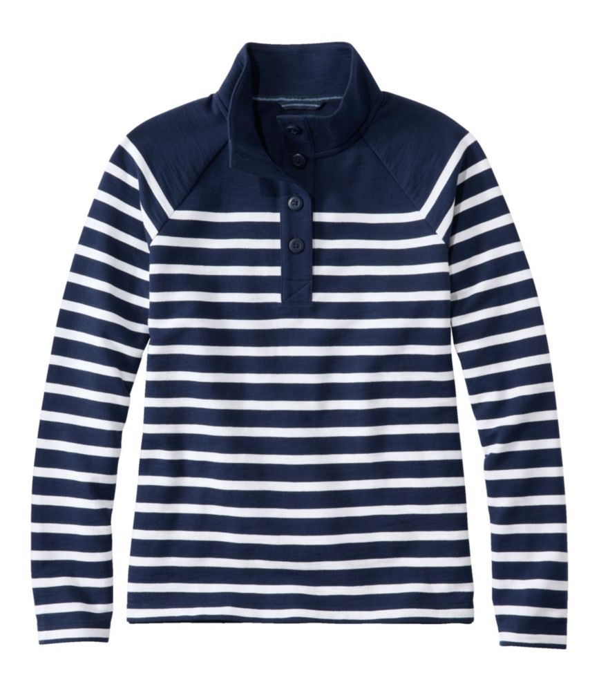 Women's Peaks Island Button Mockneck, Stripe - US 5968