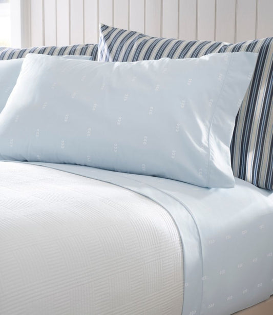 Sunwashed Percale Sheet Collection, Stamped Leaf Print - US 9891