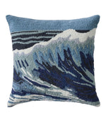 Indoor/Outdoor Hooked Pillow, Ocean Waves, 18" x 18" - US 0451