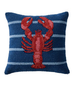 Indoor/Outdoor Hooked Pillow, 18x18 Lobster - US 8162