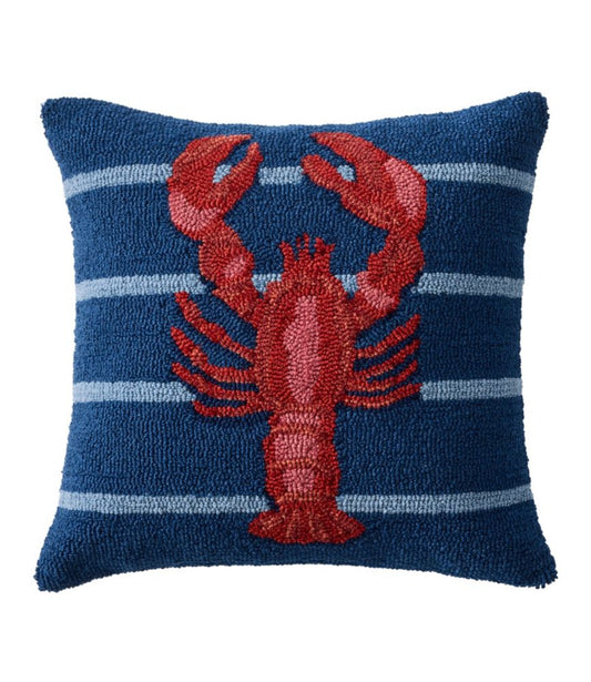 Indoor/Outdoor Hooked Pillow, 18x18 Lobster - US 8162
