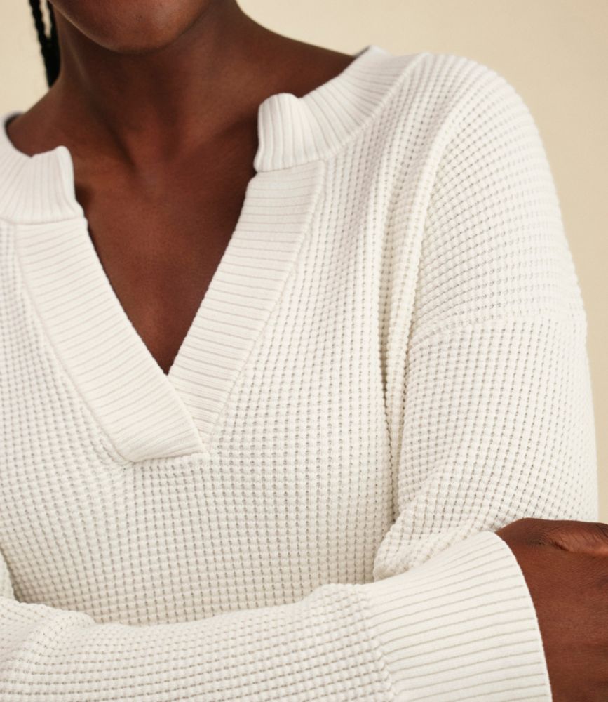 Women's Sunwashed Waffle Sweater, Splitneck - US 8402