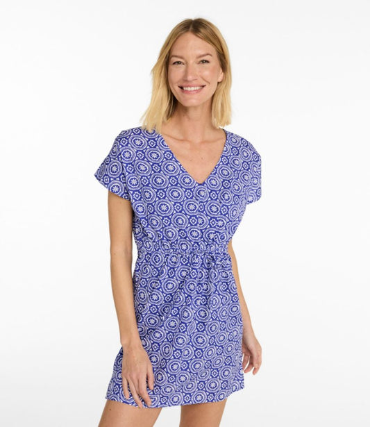 Women's L.L.Bean Coastal Cotton Cover-Up Caftan, Print - US 4294
