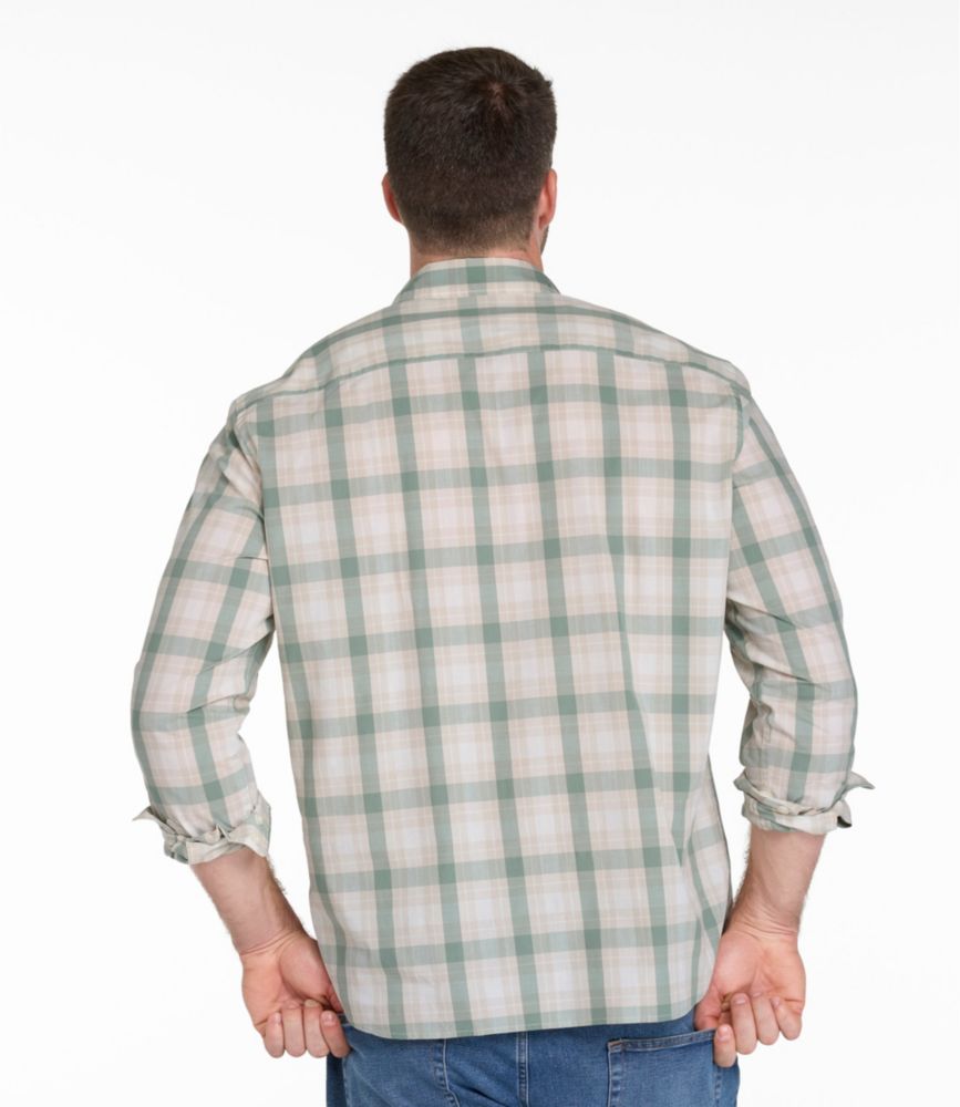 Men's Comfort Stretch Performance® Chambray Shirt, Long-Sleeve, Slightly Fitted Untucked Fit, Plaid - US 5967