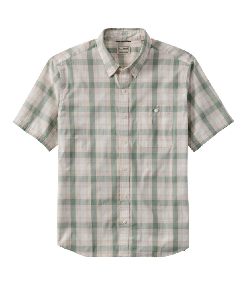 Men's Comfort Stretch Performance® Chambray Shirt, Short-Sleeve, Slightly Fitted Untucked Fit, Plaid - US 1823
