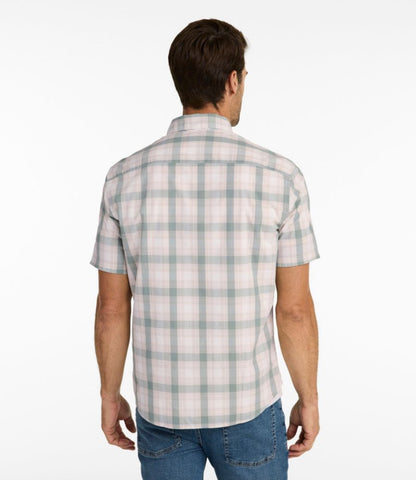 Men's Comfort Stretch Performance® Chambray Shirt, Short-Sleeve, Slightly Fitted Untucked Fit, Plaid - US 1823