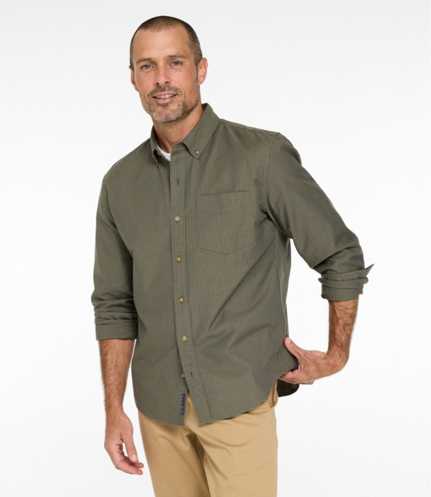 Men's Sunwashed Oxford Shirt, Slightly Fitted Untucked Fit, Stripe - US 8363