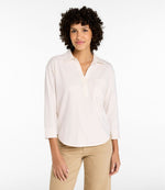 Women's Lakeside Linen/Cotton Tee, Three-Quarter-Sleeve Splitneck Polo Print - US 0915