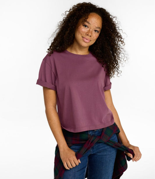Women's Sunwashed Tee, Short-Sleeve Cropped Boxy Crewneck - US 4814