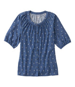 Women's Camden Hills Tee, Elbow-Sleeve Button-Front Shirt Print - US 5909